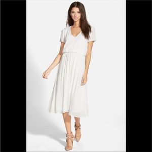 Wayf 
V-NECK SHORT SLEEVE BLOUSON MIDI DRESS bridal shower / baby shower
